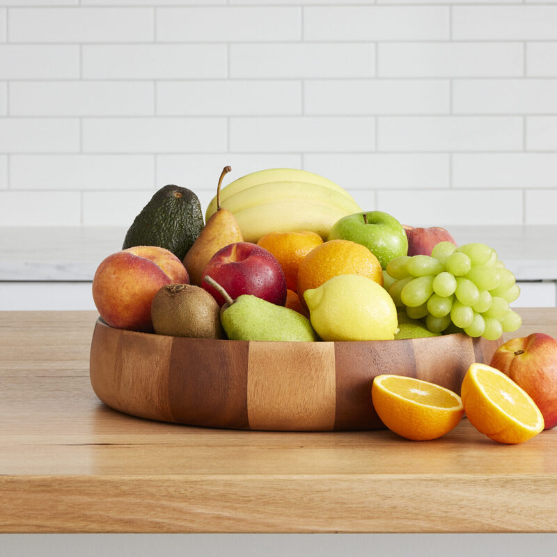 Office fruit bowl with seasonal Autumn fruit